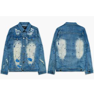 NWT New Reason Paint Splatter Denim Jacket SIze M